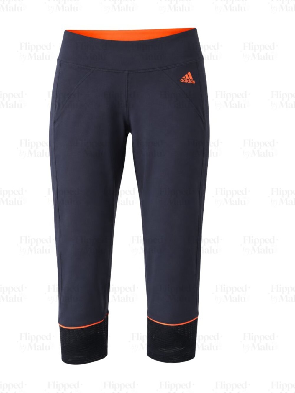 Adidas Climalite Response Capri Leggings Navy Orange Mesh Women’s Size S